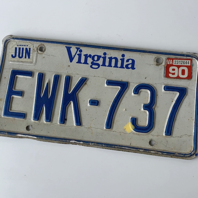 NUMBER PLATE, USA - White Blue Virginia
